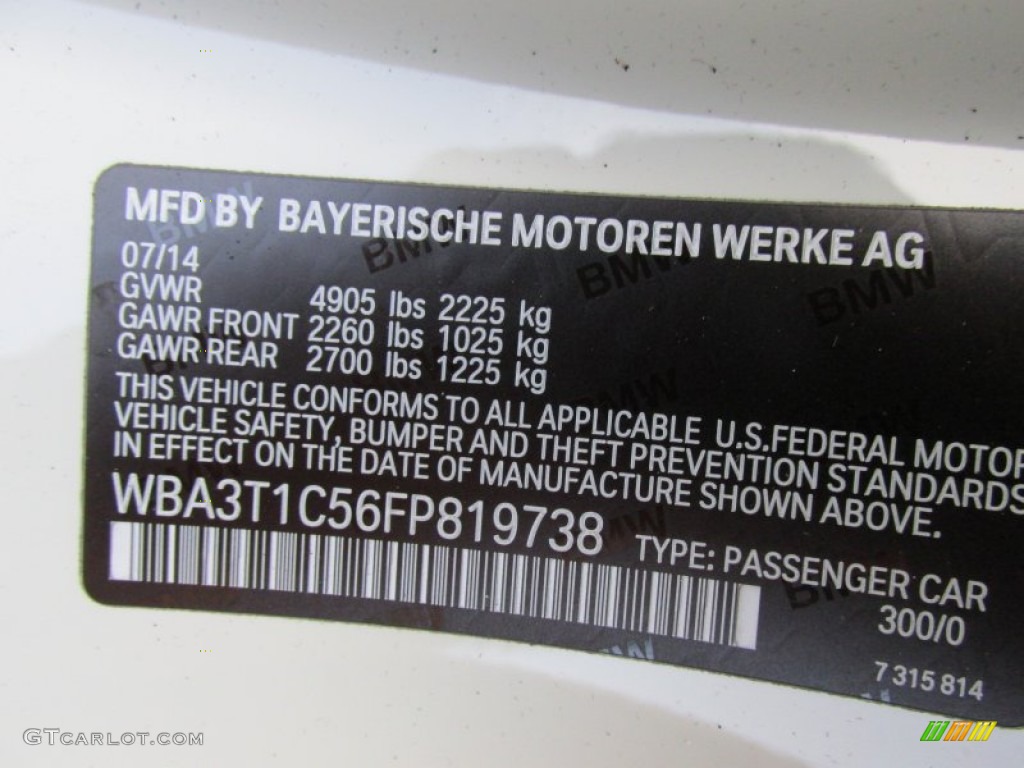 2015 4 Series Color Code 300 for Alpine White Photo #96478714