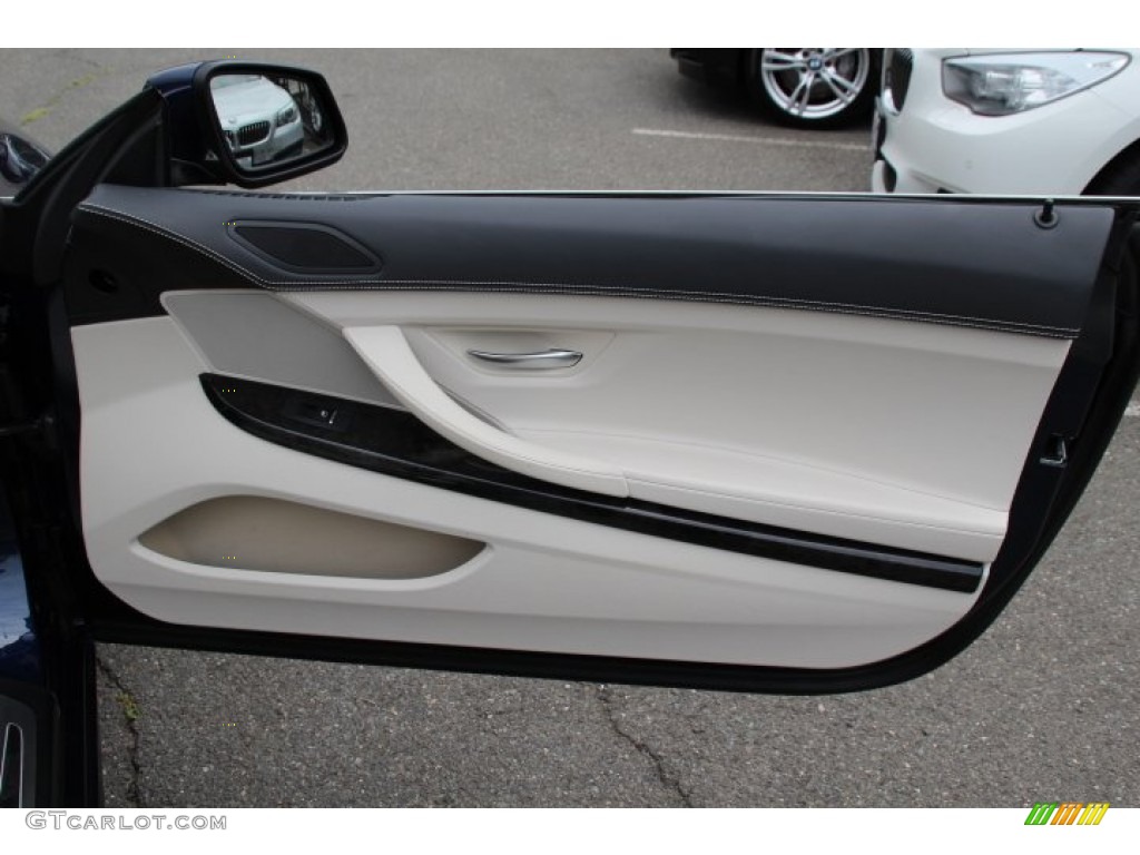2014 BMW 6 Series 640i Convertible Ivory White Door Panel Photo #96479068