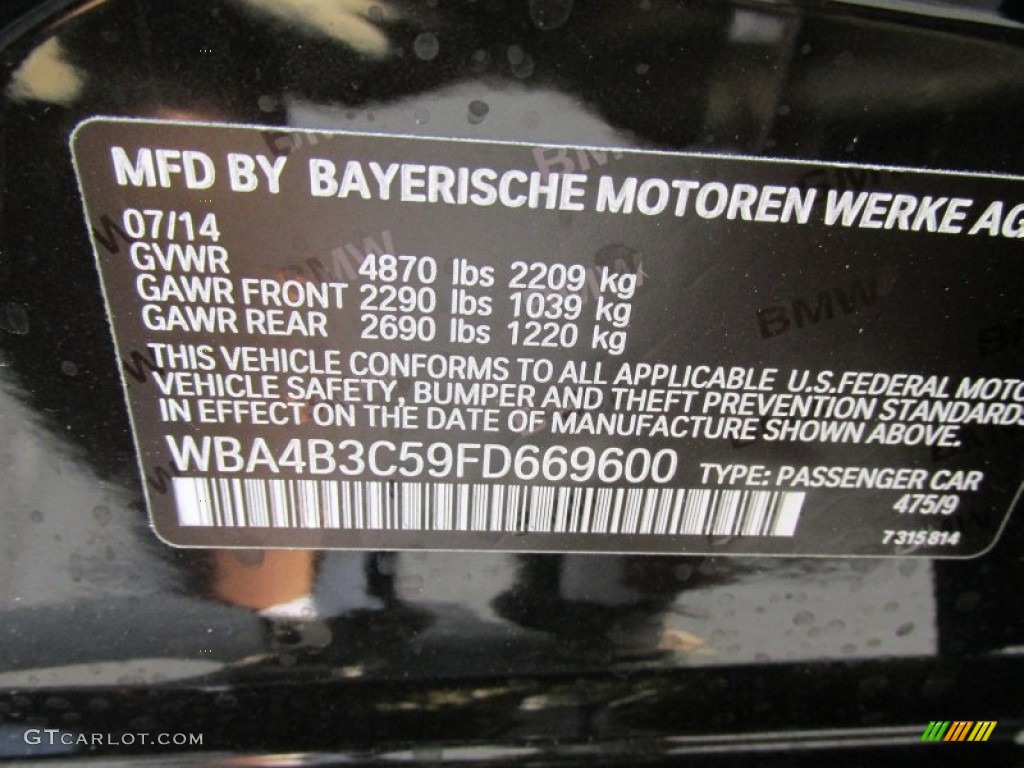 2015 4 Series Color Code 475 for Black Sapphire Metallic Photo #96481177