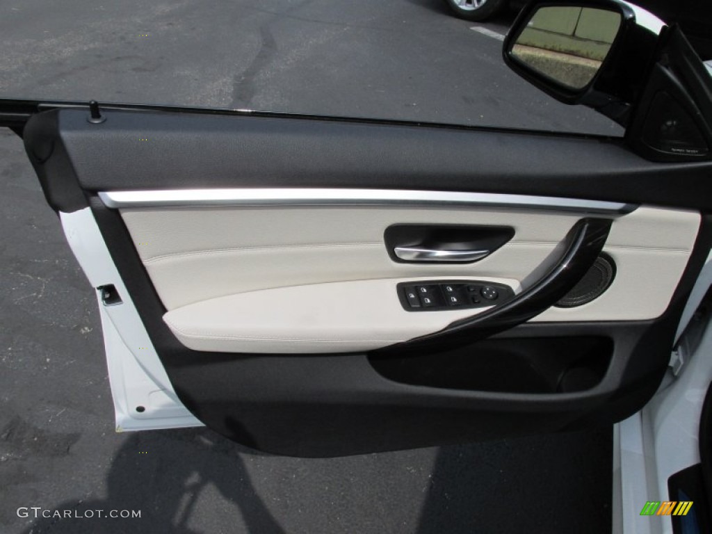 2015 BMW 4 Series 435i xDrive Gran Coupe Ivory White and Black Door Panel Photo #96481429