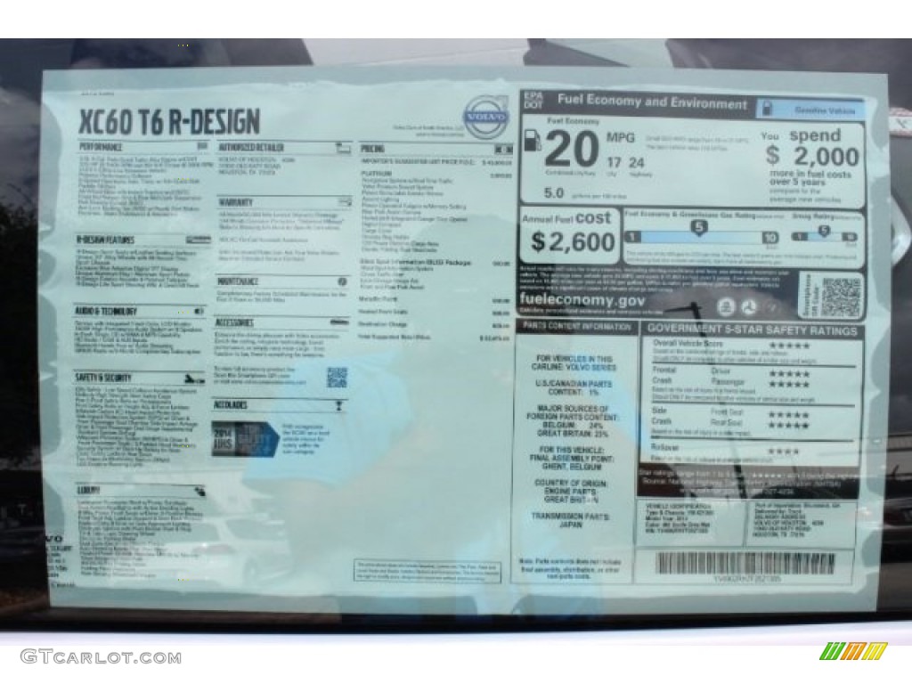 2015 Volvo XC60 T6 AWD R-Design Window Sticker Photo #96489829