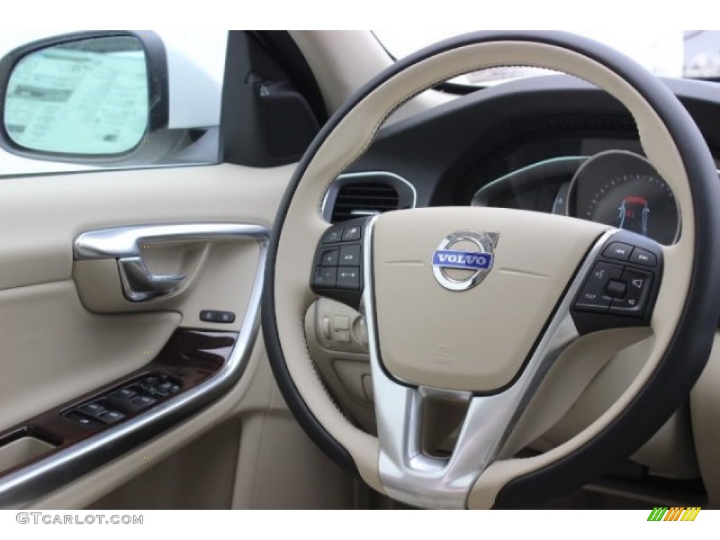2015 Volvo S60 T5 Drive-E Soft Beige Steering Wheel Photo #96490490