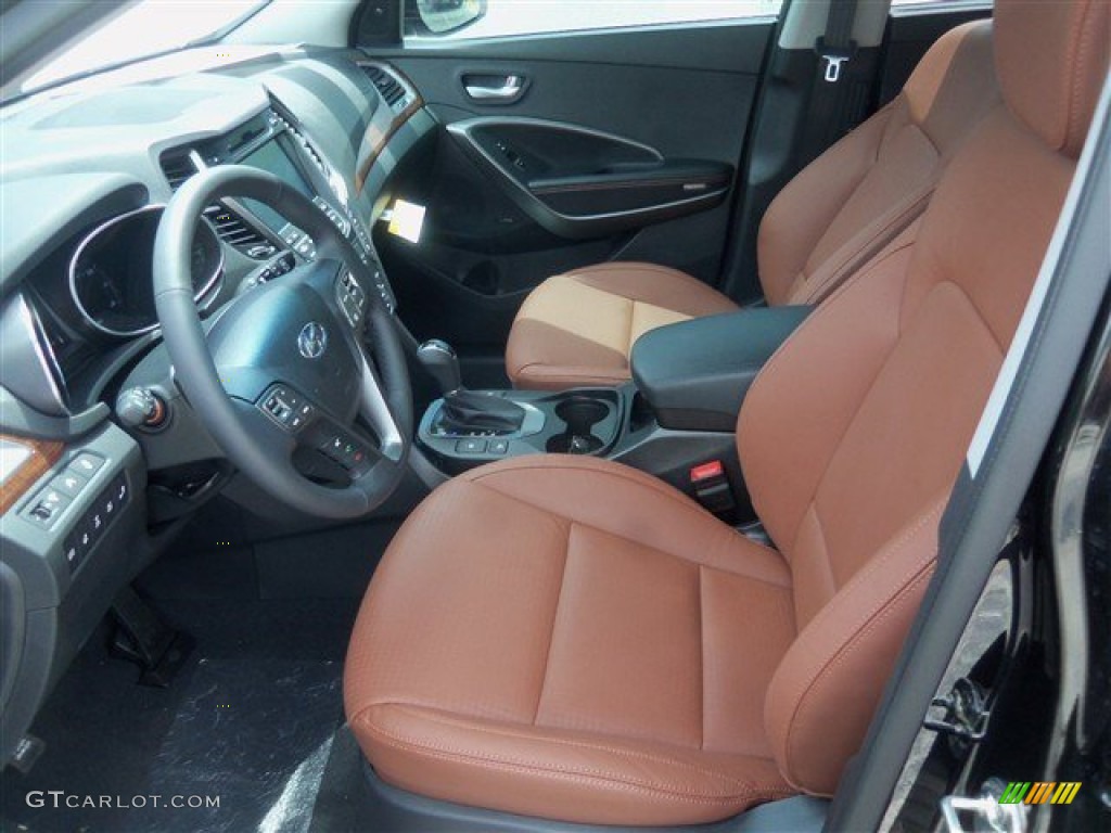 Black/Saddle Interior 2014 Hyundai Santa Fe Limited AWD Photo #96527199