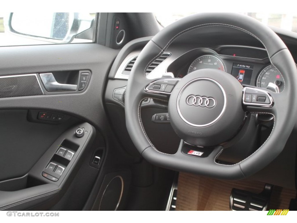 2015 Audi S4 Premium Plus 3.0 TFSI quattro Black Steering Wheel Photo #96551906
