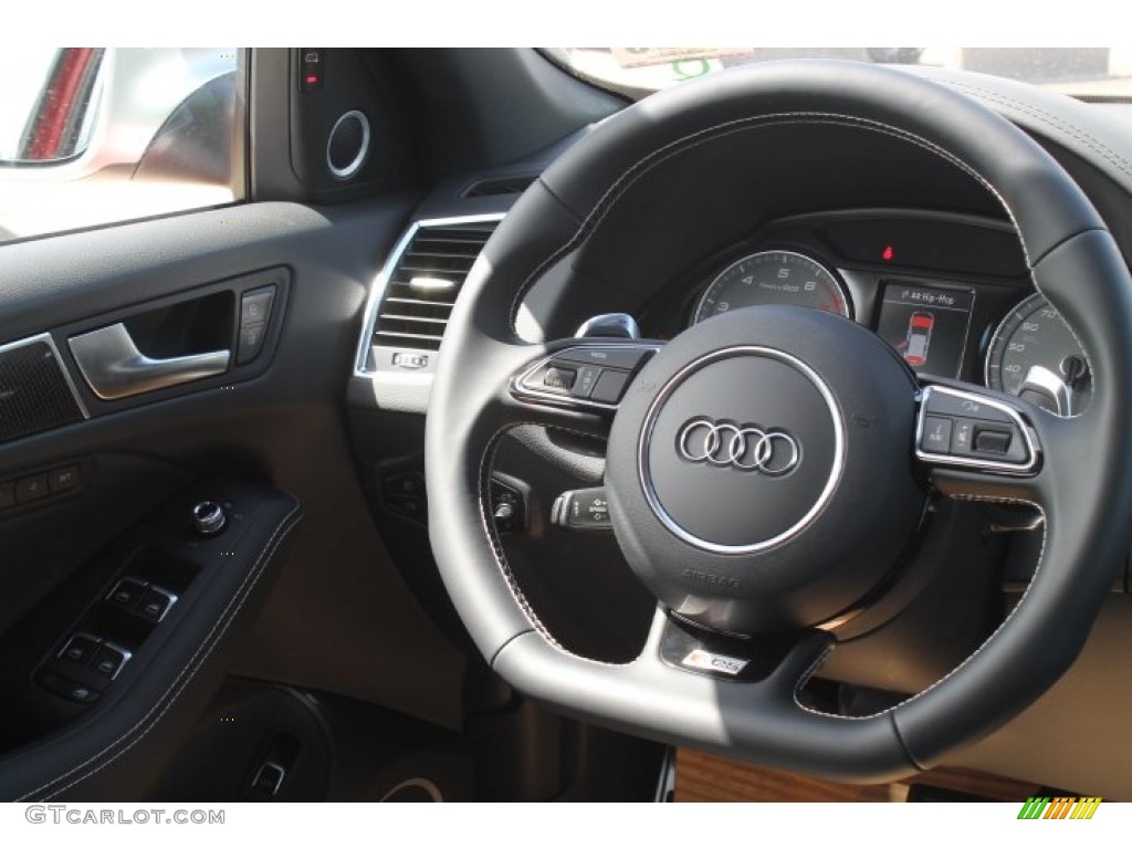 2015 Audi SQ5 Premium Plus 3.0 TFSI quattro Black Steering Wheel Photo #96552542