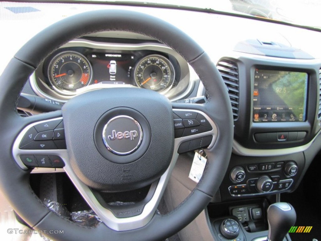 2015 Jeep Cherokee Trailhawk 4x4 Trailhawk Black Steering Wheel Photo #96554168