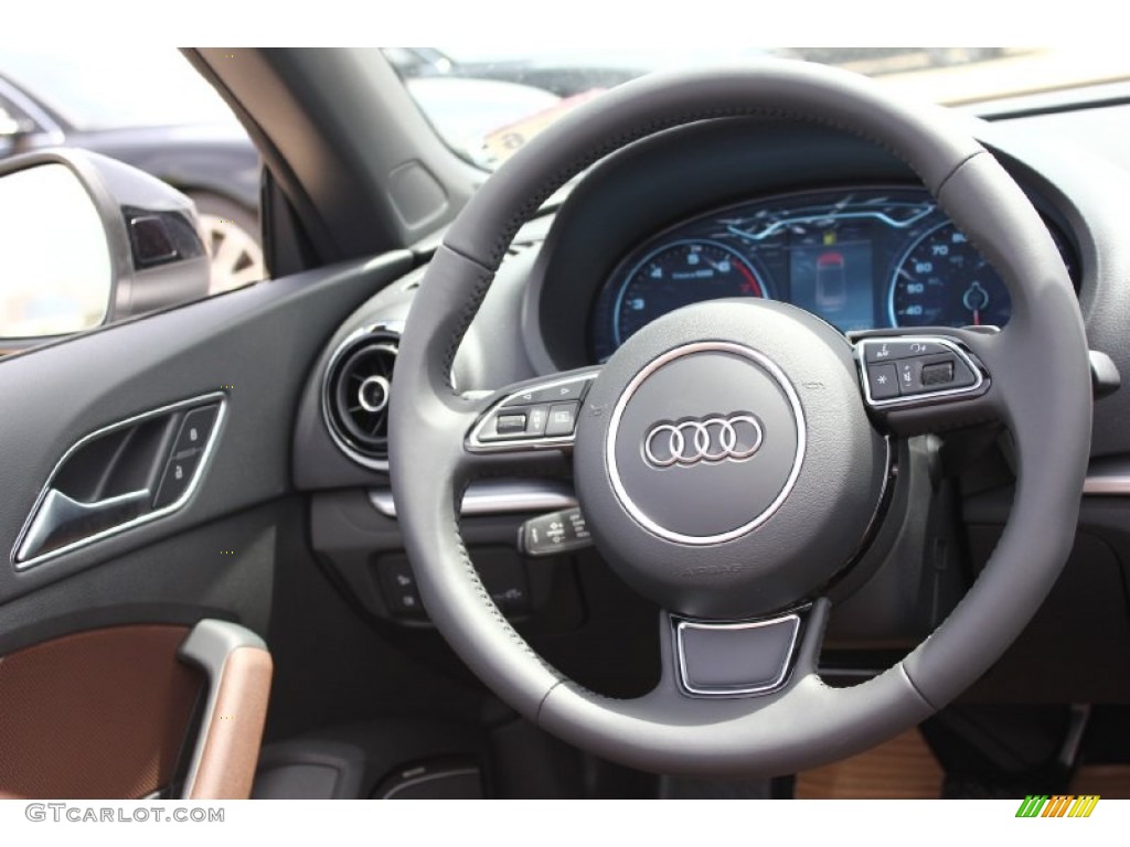 2015 Audi A3 2.0 Prestige quattro Cabriolet Chestnut Brown Steering Wheel Photo #96554252