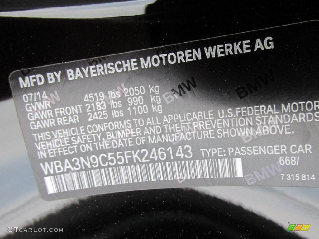 2015 4 Series Color Code 668 for Jet Black Photo #96554667