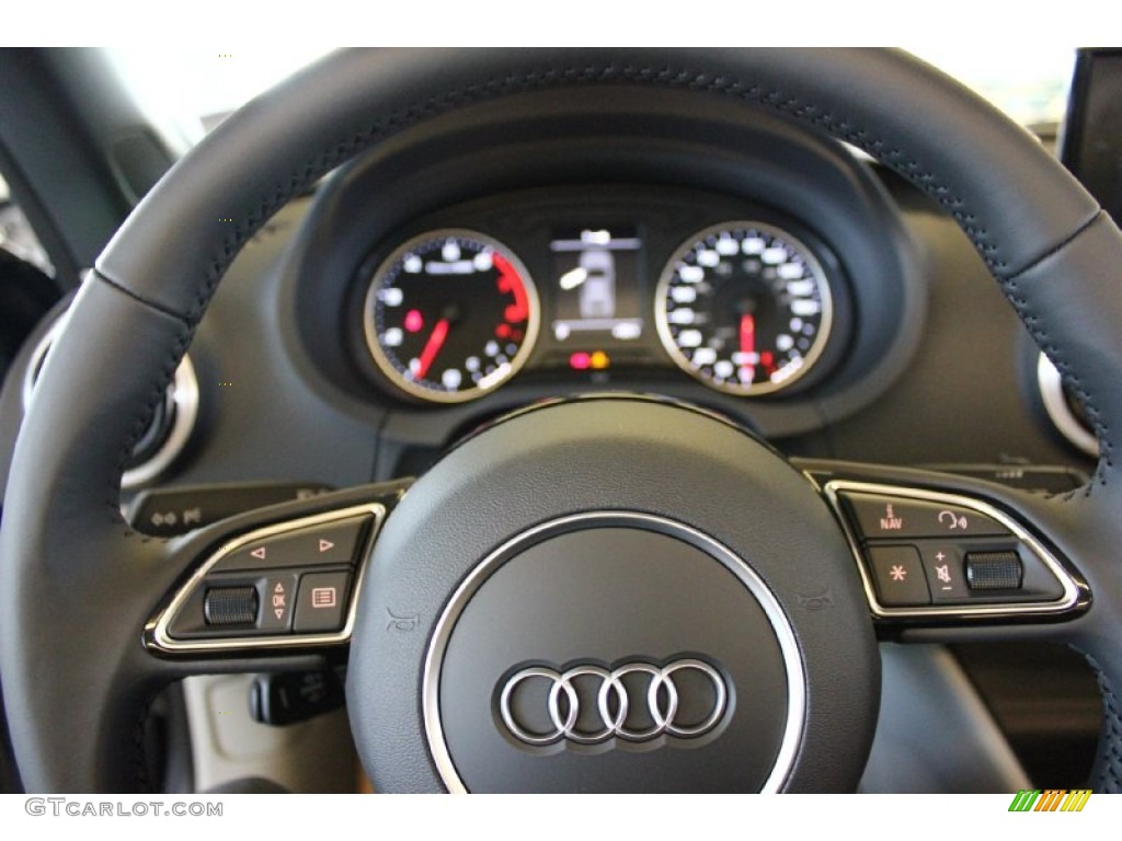 2015 Audi A3 2.0 Premium Plus quattro Cabriolet Titanium Gray Steering Wheel Photo #96555809
