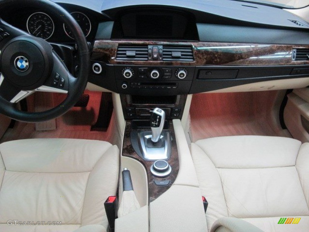 2008 5 Series 535xi Sedan - Monaco Blue Metallic / Cream Beige Dakota Leather photo #24