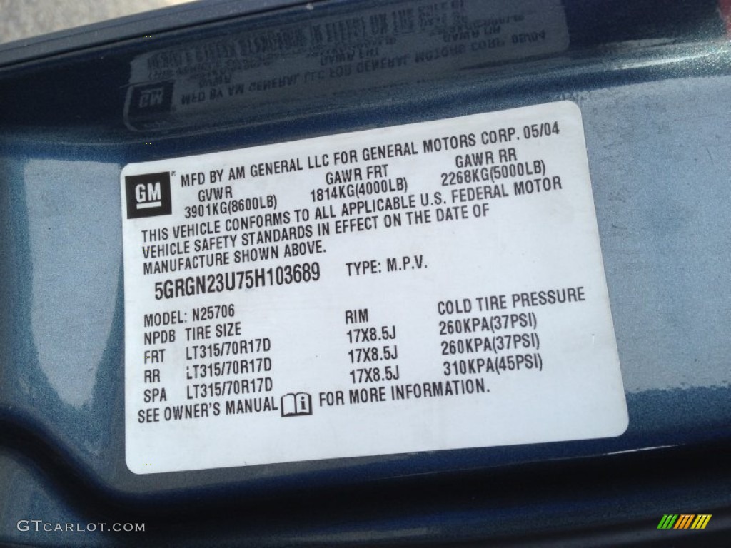 2005 H2 SUV - Stealth Gray Metallic / Ebony Black photo #17