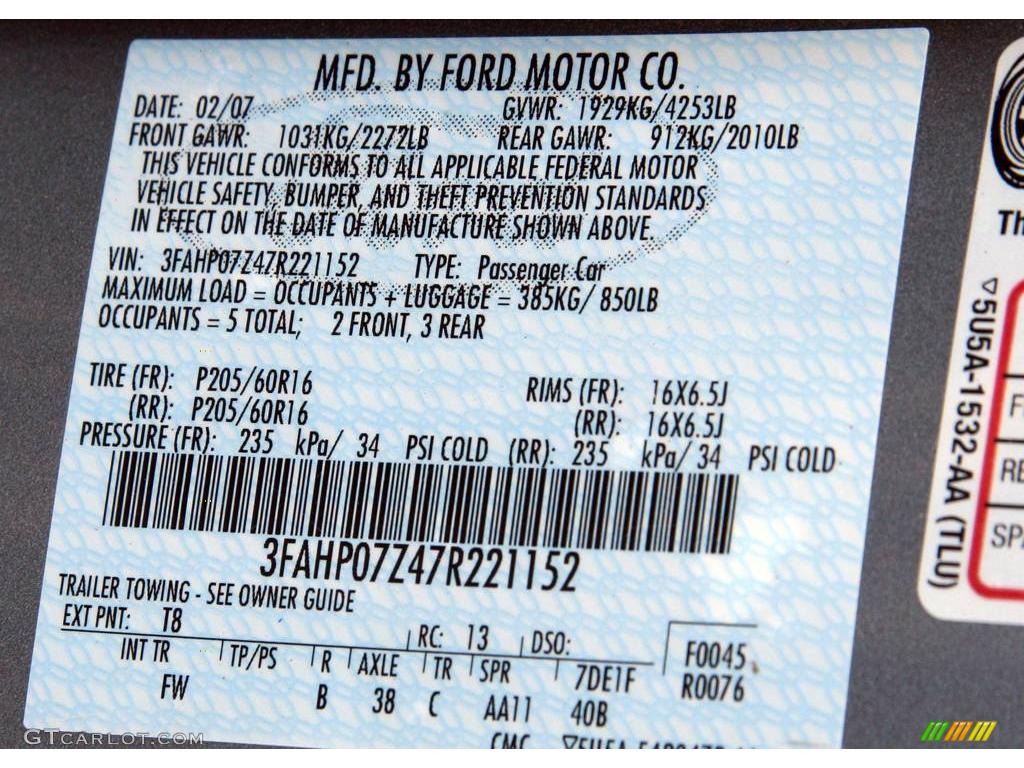 2007 Fusion SE - Tungsten Grey Metallic / Charcoal Black photo #16
