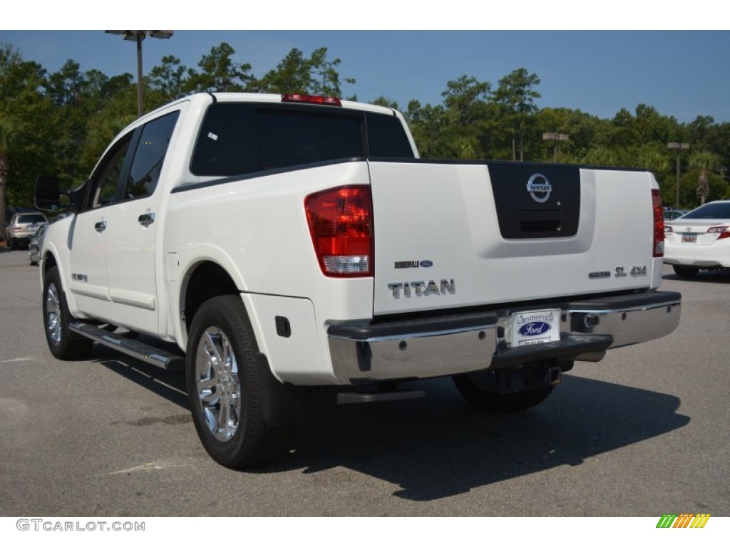 2012 Titan SL Crew Cab 4x4 - Blizzard White / Almond photo #5