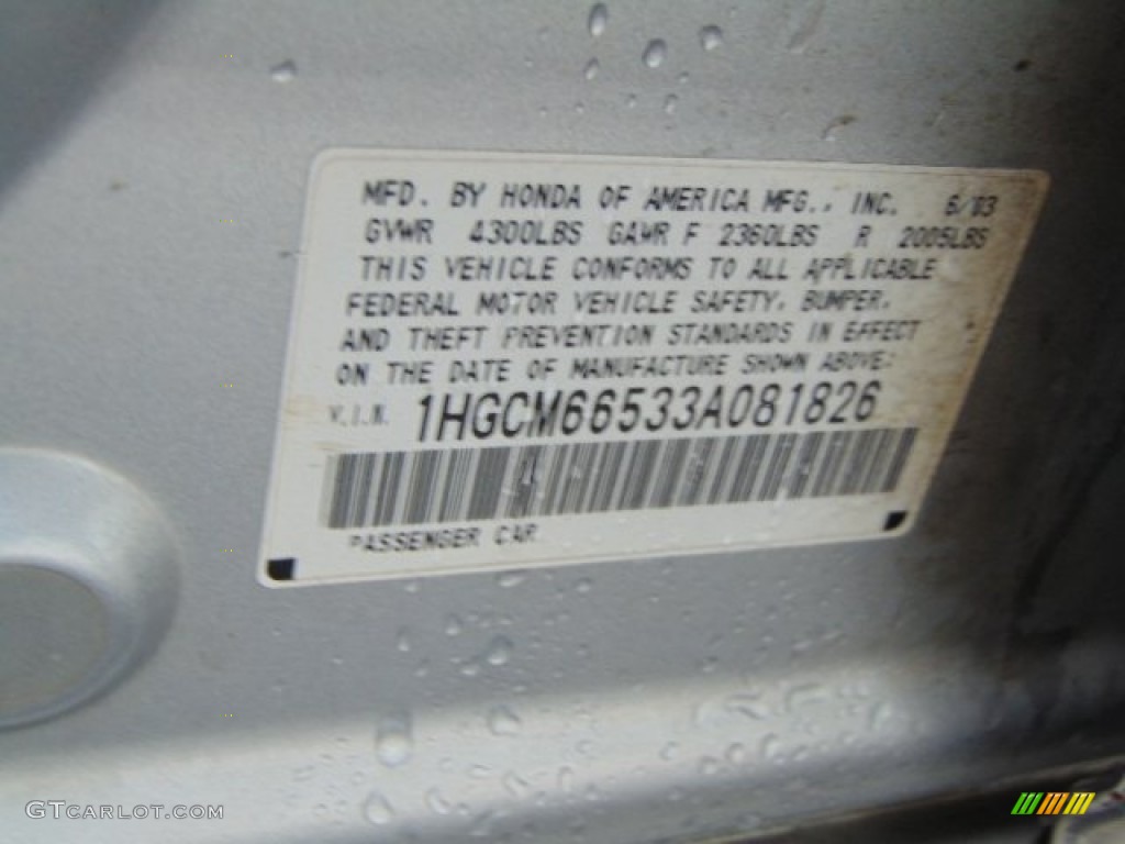2003 Accord EX V6 Sedan - Satin Silver Metallic / Black photo #19