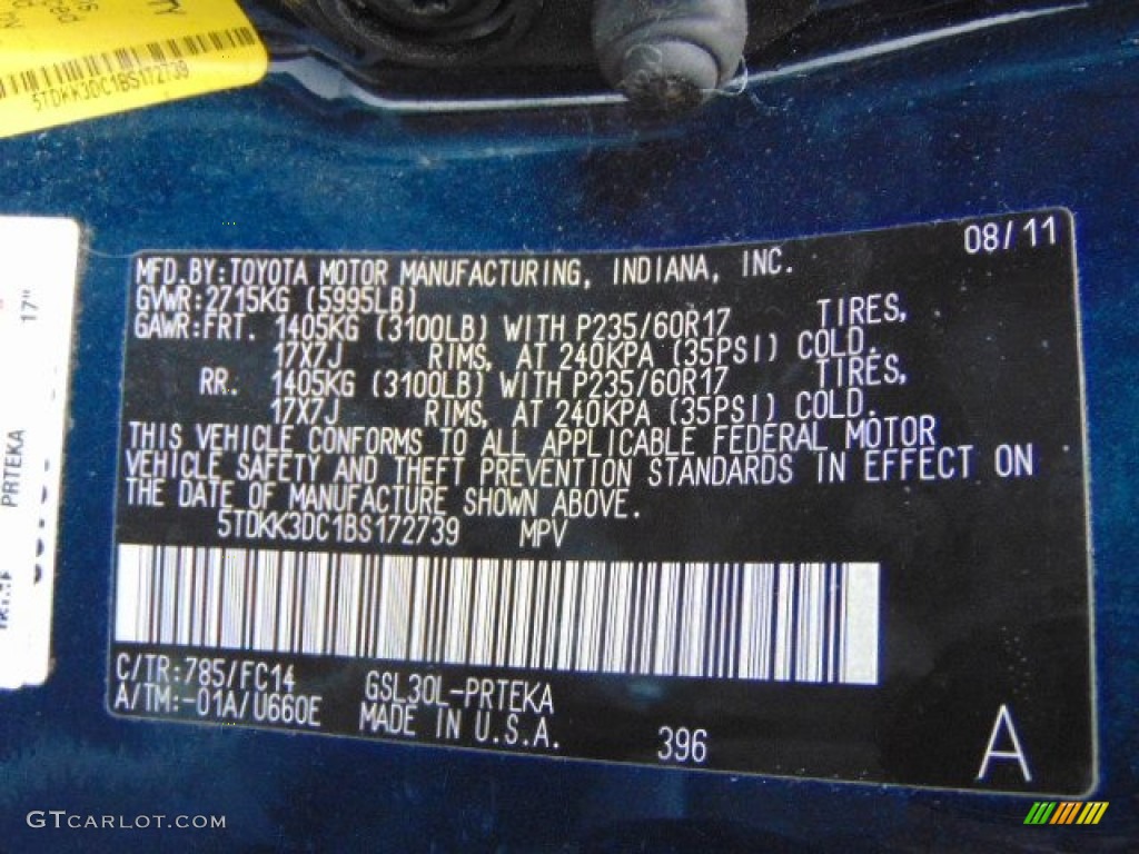 2011 Sienna LE - South Pacific Blue Pearl / Light Gray photo #18