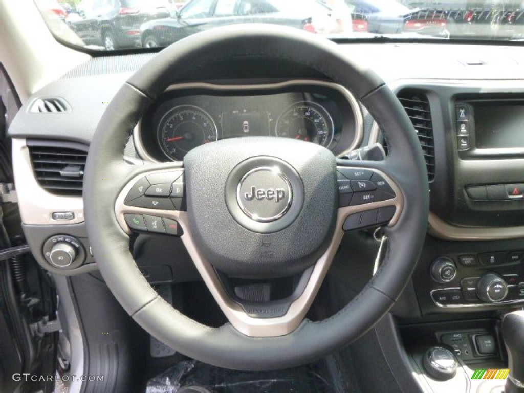 2015 Jeep Cherokee Latitude 4x4 Black Steering Wheel Photo #96569954