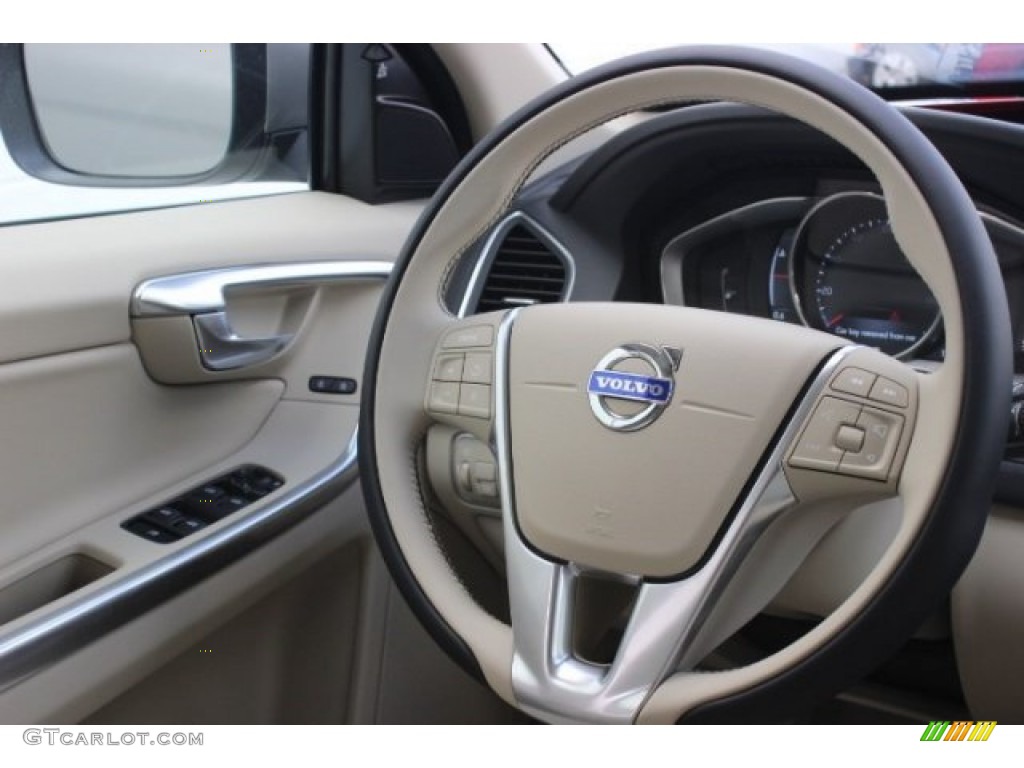 2015 Volvo XC60 T5 Drive-E Soft Beige Steering Wheel Photo #96583256