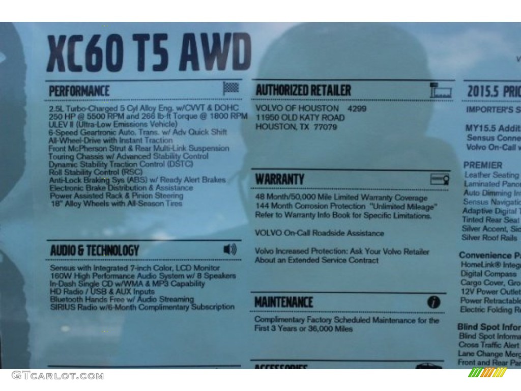 2015 Volvo XC60 T5 Drive-E Window Sticker Photo #96583382