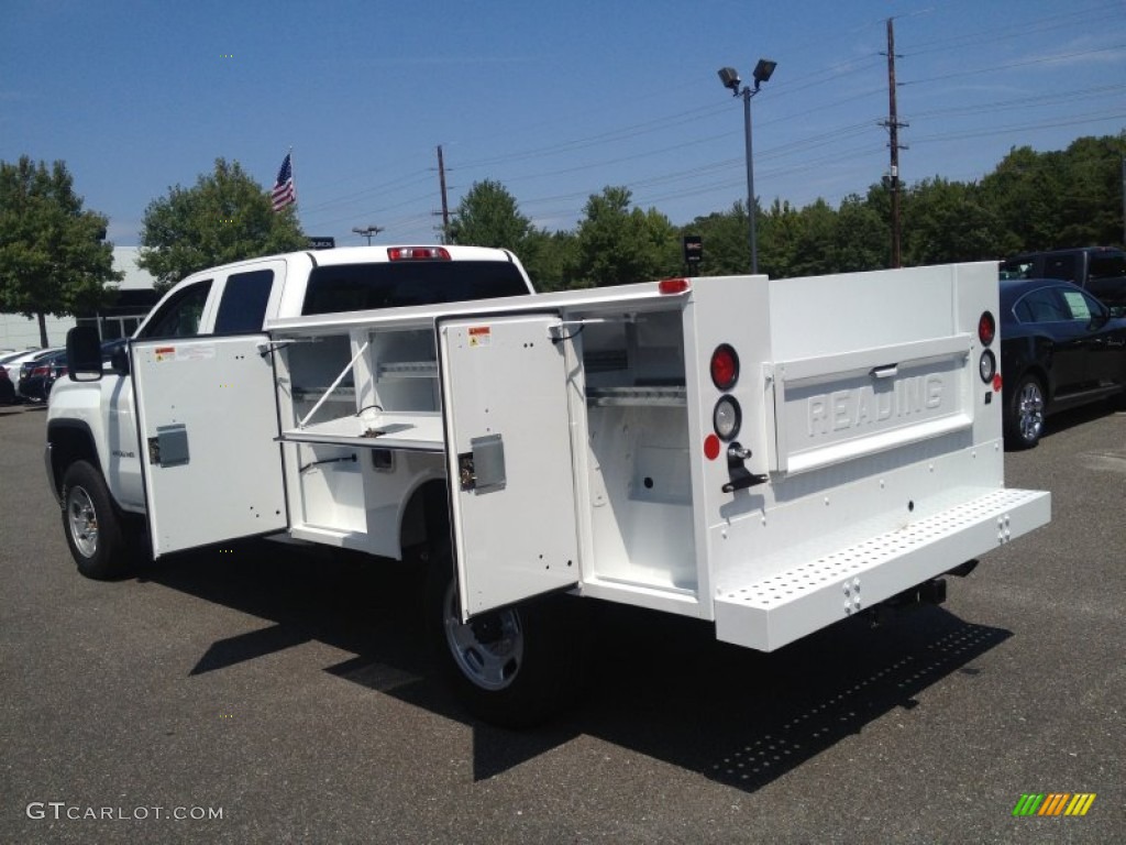 Summit White 2015 GMC Sierra 2500HD Double Cab Utility Truck Exterior Photo #96586841