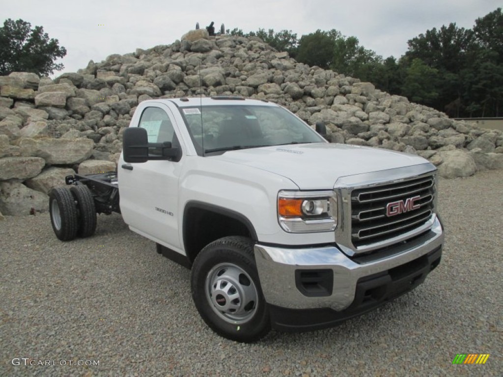 Summit White 2015 GMC Sierra 3500HD Work Truck Regular Cab Chassis Exterior Photo #96594452