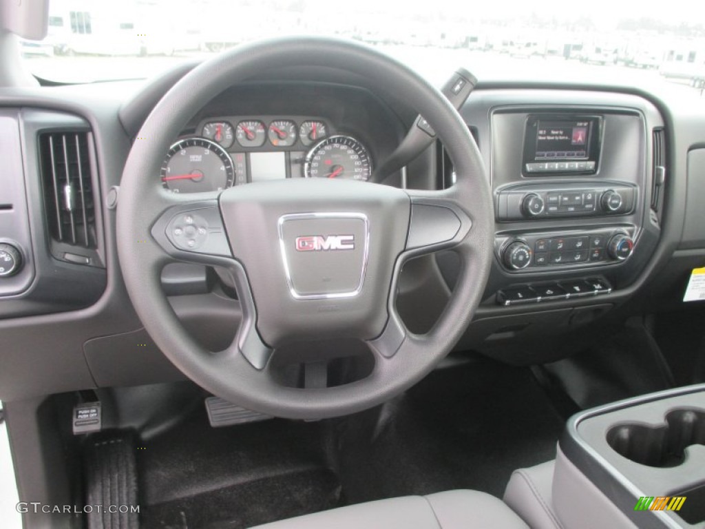 2015 GMC Sierra 3500HD Work Truck Regular Cab Chassis Jet Black/Dark Ash Steering Wheel Photo #96594770