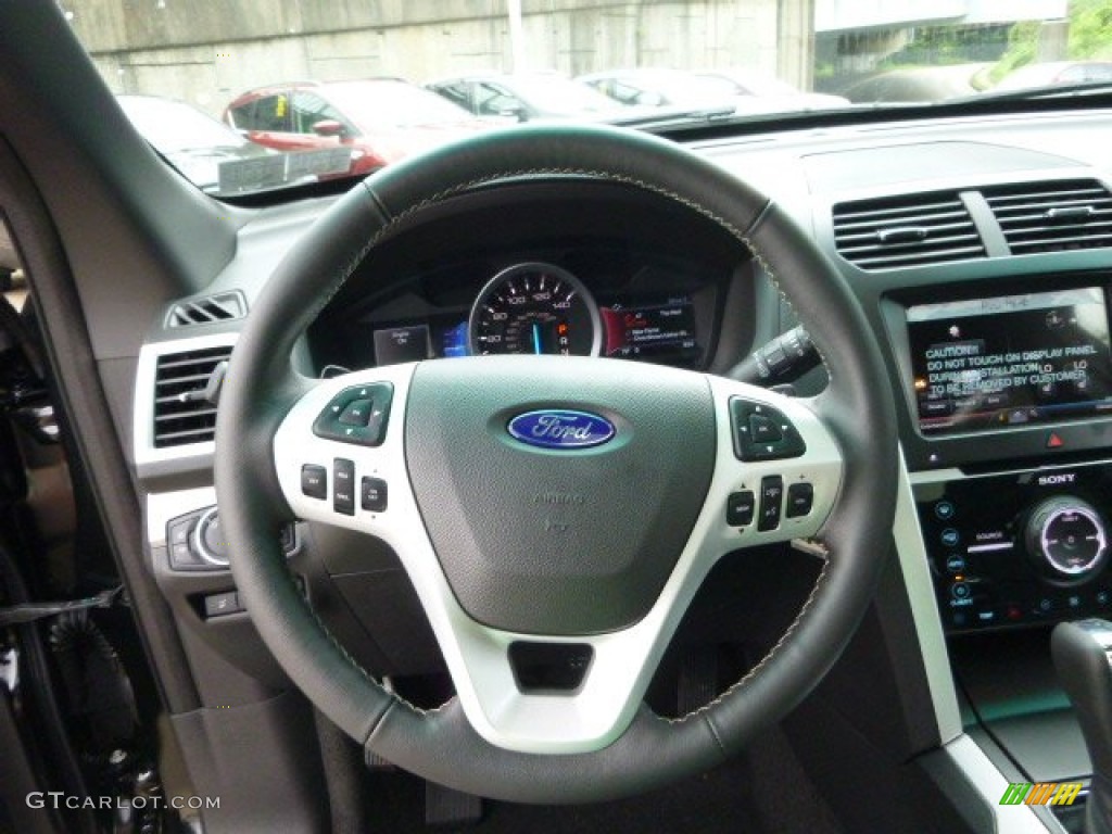 2015 Ford Explorer Sport 4WD Sport Charcoal Black Steering Wheel Photo #96604259