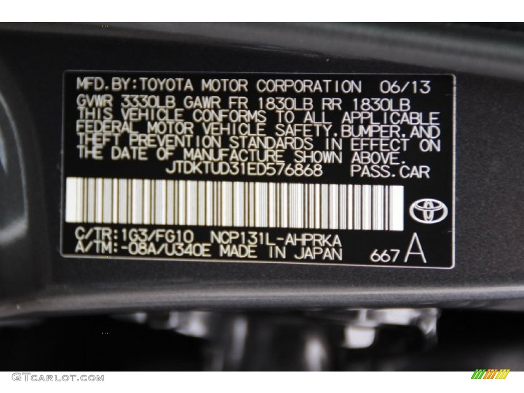 2014 Toyota Yaris LE 5 Door Color Code Photos