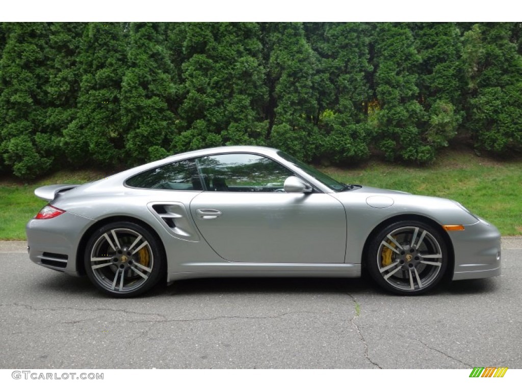 2012 911 Turbo S Coupe - GT Silver Metallic / Black/Titanium Blue photo #7