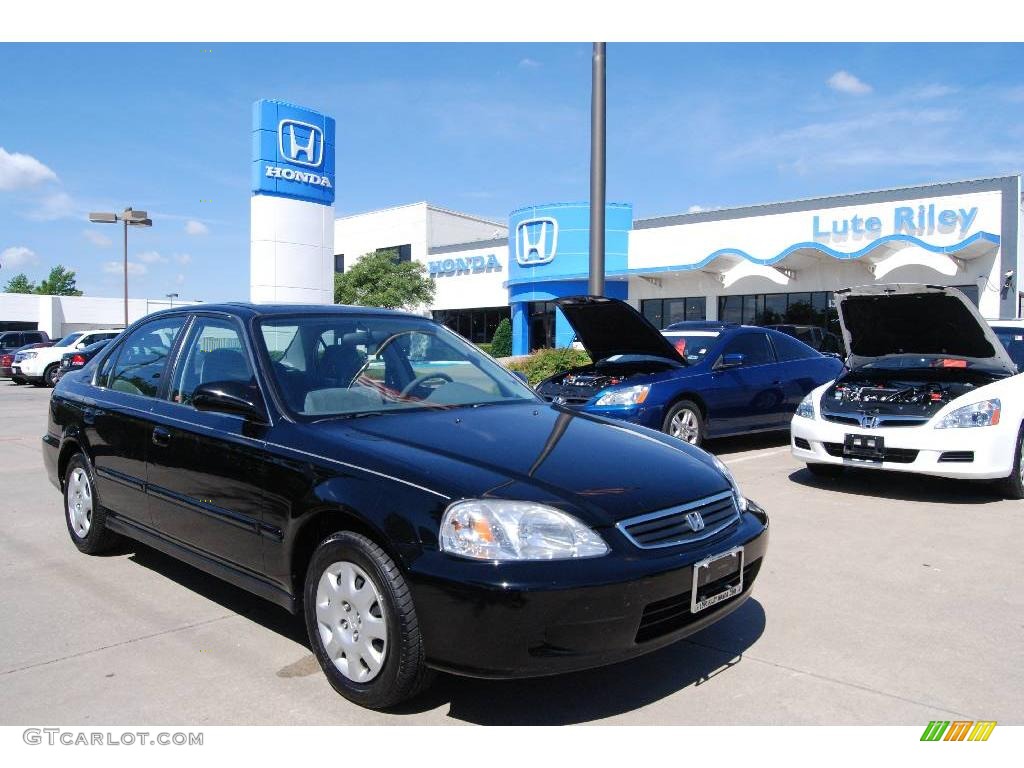 1999 Civic EX Sedan - Flamenco Black Pearl / Gray photo #1