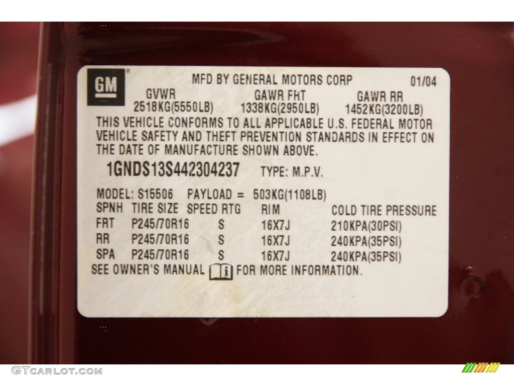 2004 TrailBlazer LS - Medium Red Metallic / Medium Pewter photo #16