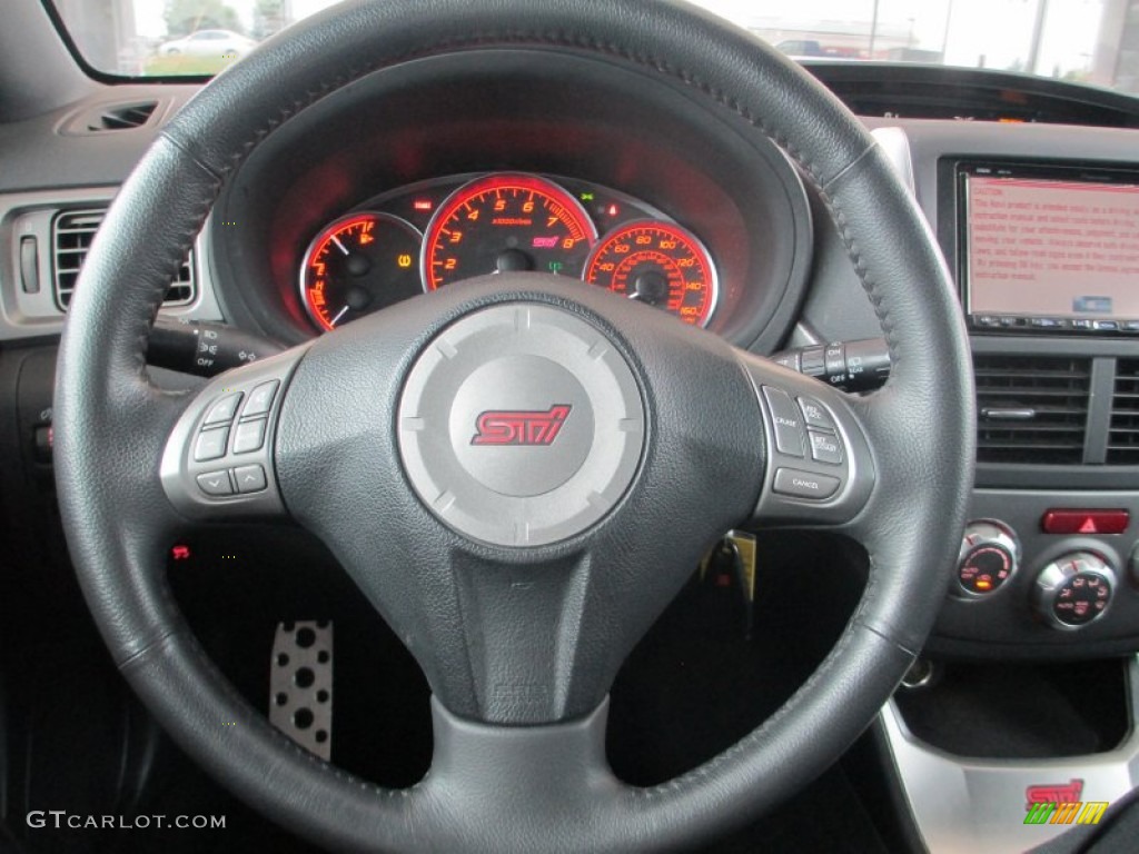 2009 Subaru Impreza WRX STi Graphite Gray Alcantara/Carbon Black Leather Steering Wheel Photo #96623219