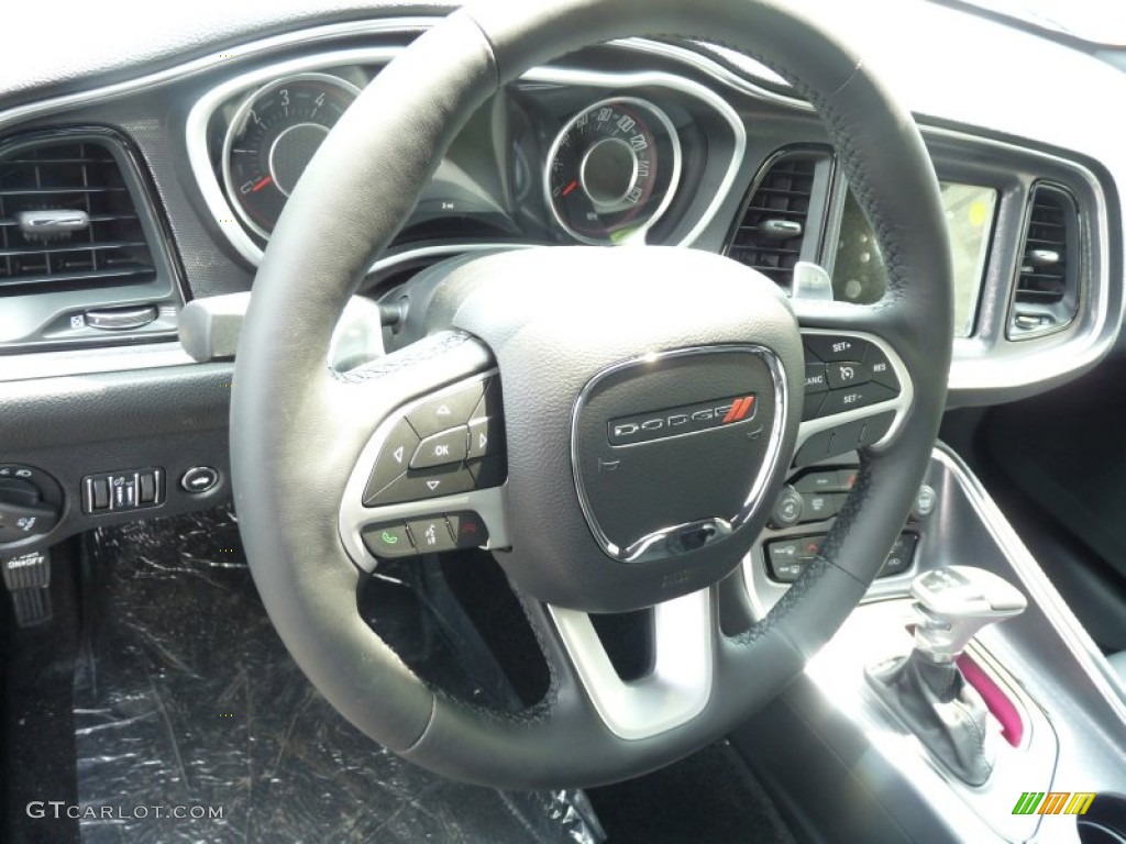 2015 Dodge Challenger SXT Plus Black Steering Wheel Photo #96624389