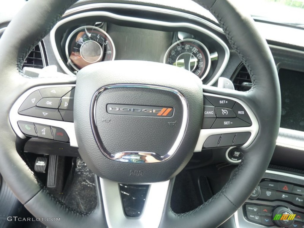 2015 Dodge Challenger SXT Plus Black Steering Wheel Photo #96624413
