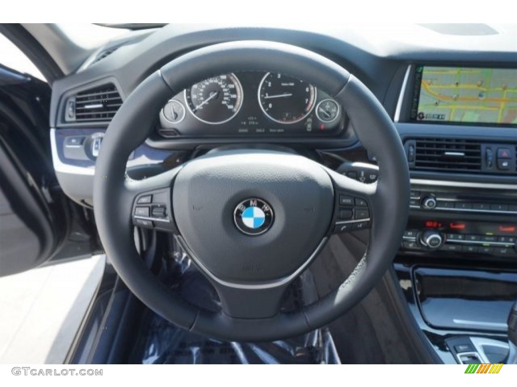 2015 BMW 5 Series 528i Sedan Black Steering Wheel Photo #96625019