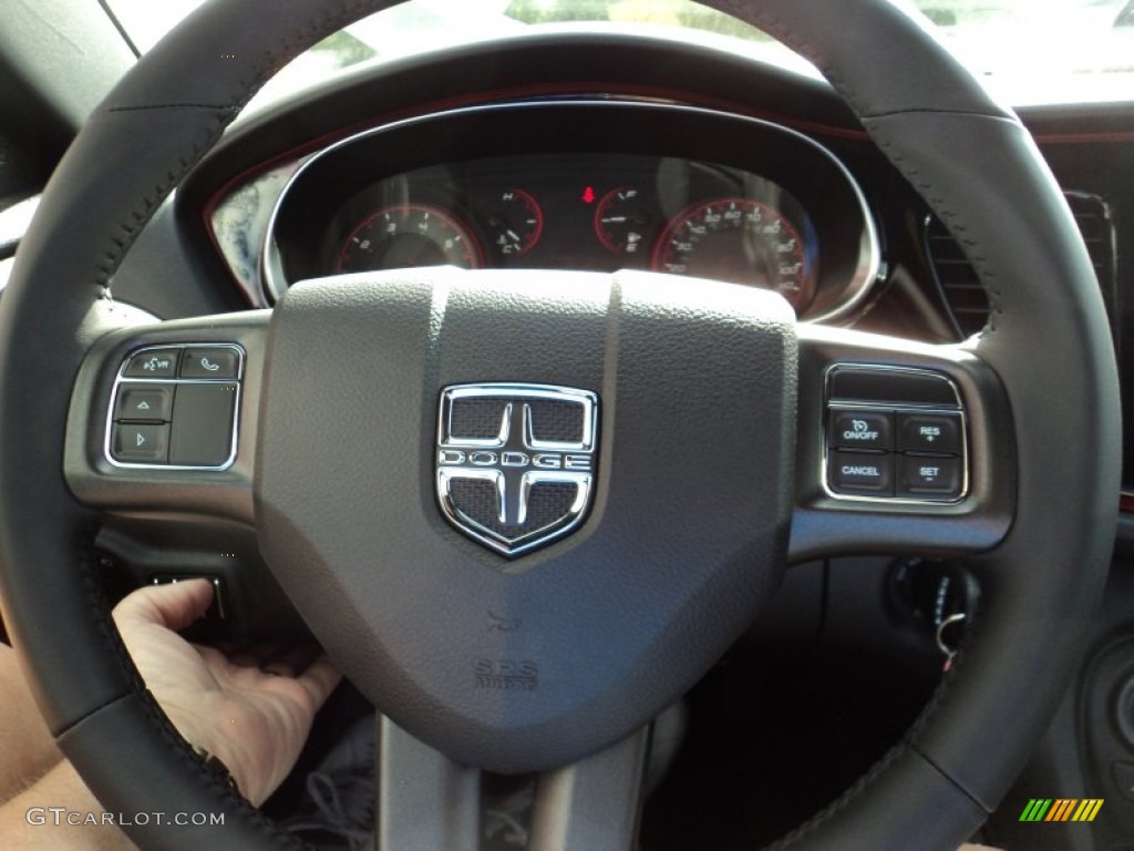 2015 Dodge Dart Rallye Black/Light Tungsten Accent Stitching Steering Wheel Photo #96636425