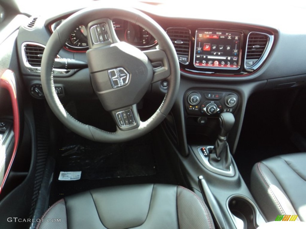 2015 Dodge Dart GT Black/Ruby Red Accent Stitching Dashboard Photo #96637295