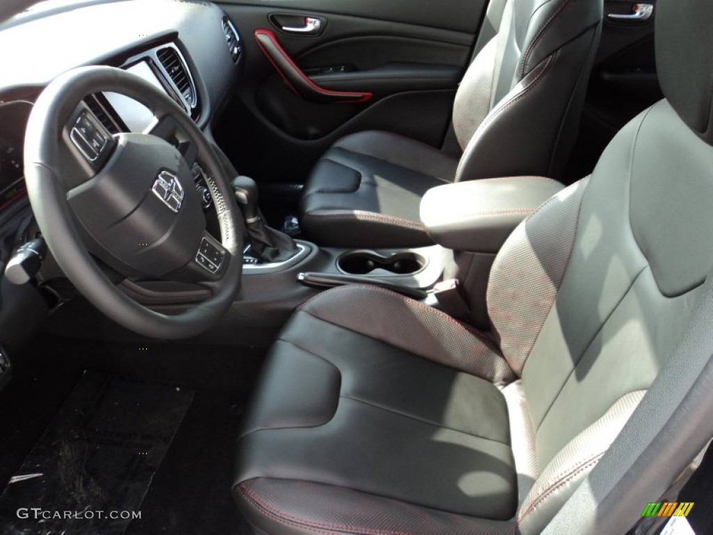 Black/Ruby Red Accent Stitching Interior 2015 Dodge Dart GT Photo #96637316
