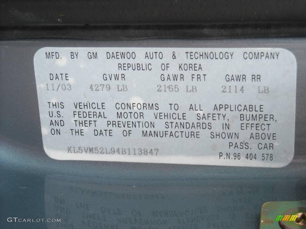 2004 Verona EX - Sapphire Gray Metallic / Gray photo #35