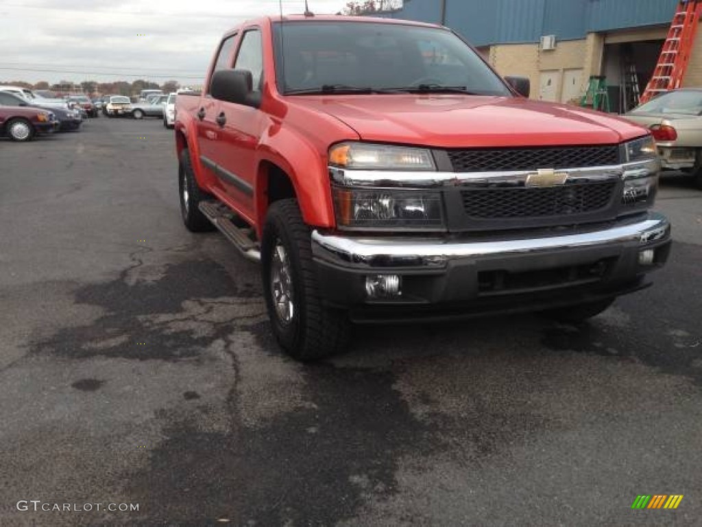 2008 Colorado LT Crew Cab 4x4 - Inferno Orange Metallic / Ebony photo #3