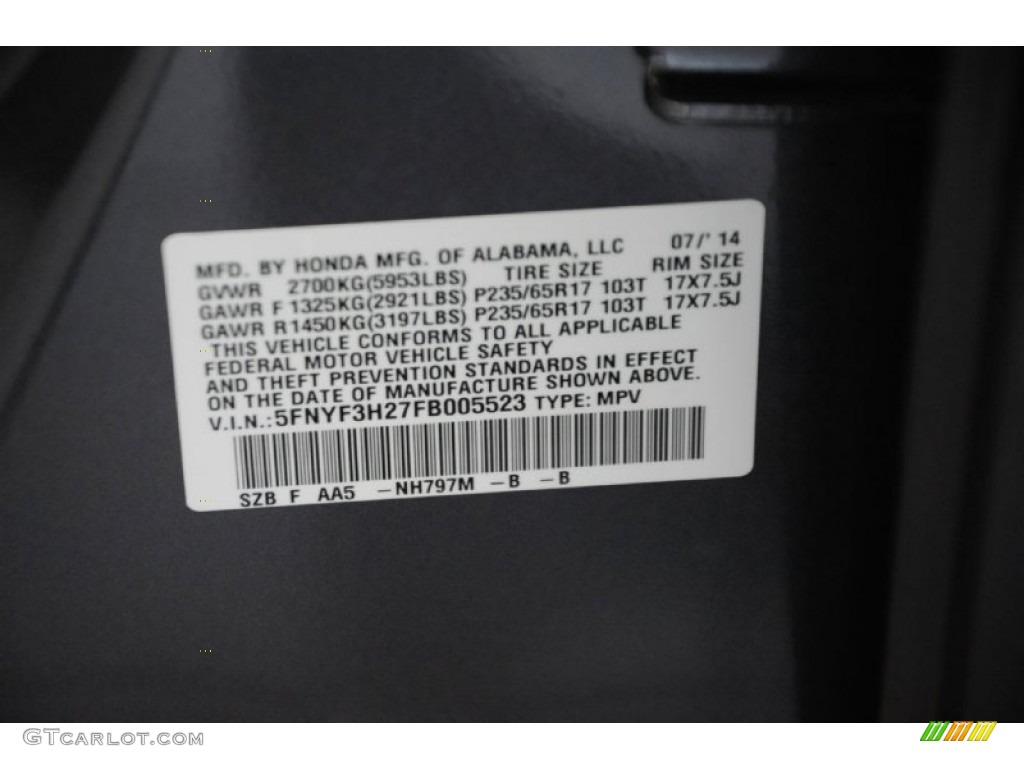 2015 Pilot LX - Modern Steel Metallic / Gray photo #27