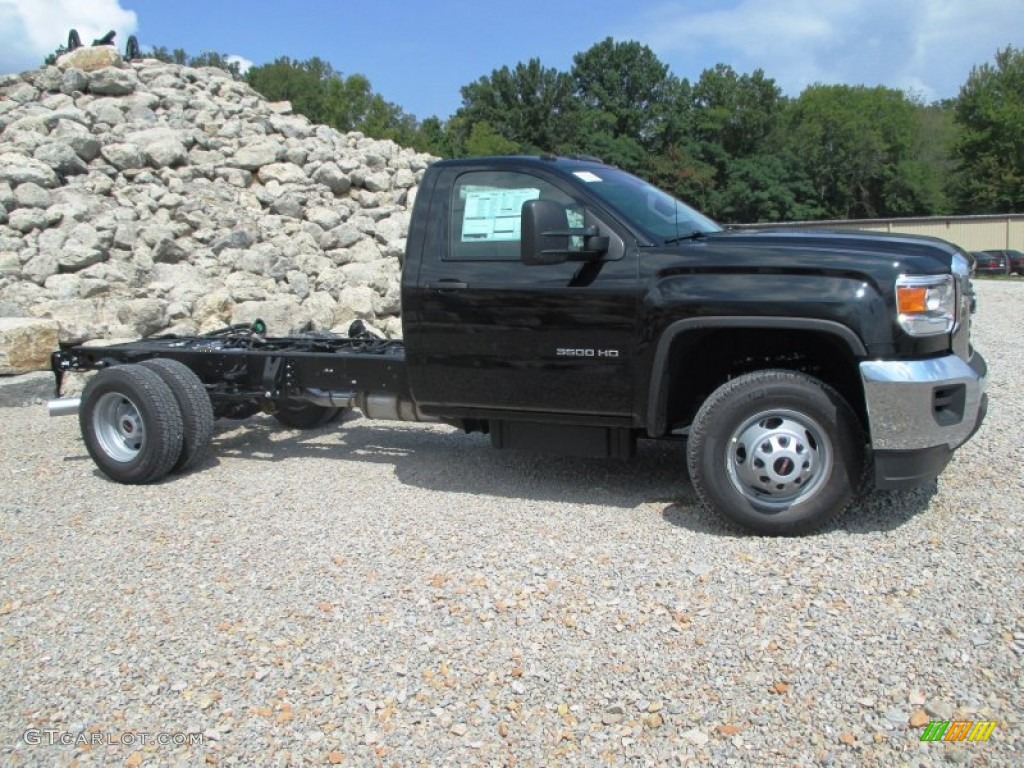 Onyx Black 2015 GMC Sierra 3500HD Work Truck Regular Cab 4x4 Chassis Exterior Photo #96661001