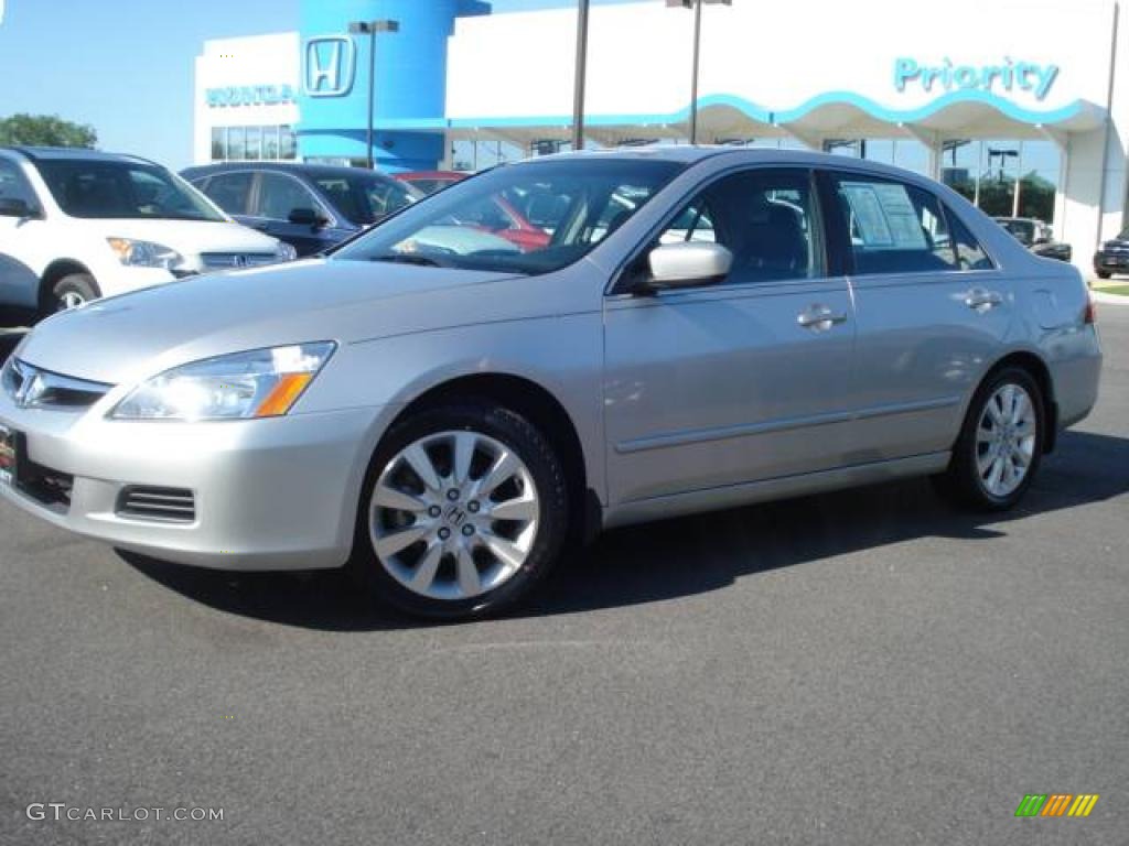2007 Accord EX-L V6 Sedan - Alabaster Silver Metallic / Black photo #2