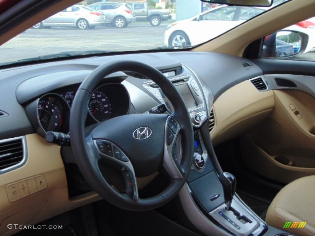 2013 Elantra Limited - Sparkling Ruby / Beige photo #12