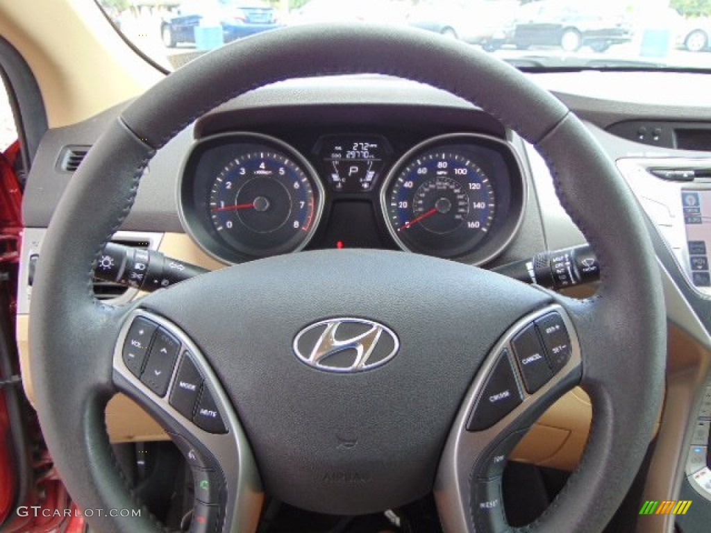 2013 Elantra Limited - Sparkling Ruby / Beige photo #19