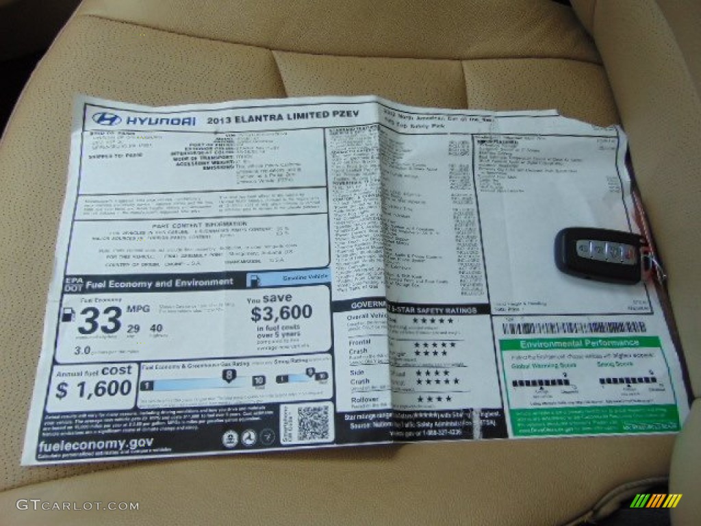 2013 Elantra Limited - Sparkling Ruby / Beige photo #23