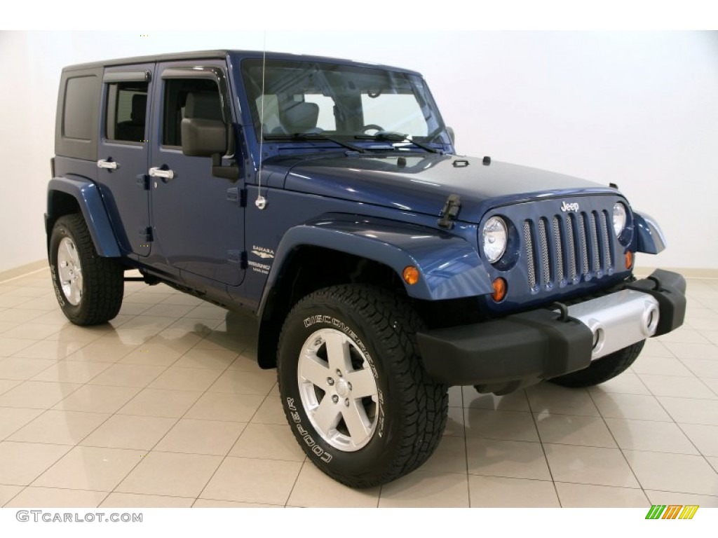 Deep Water Blue Pearl 2009 Jeep Wrangler Unlimited Sahara 4x4 Exterior Photo #96680369