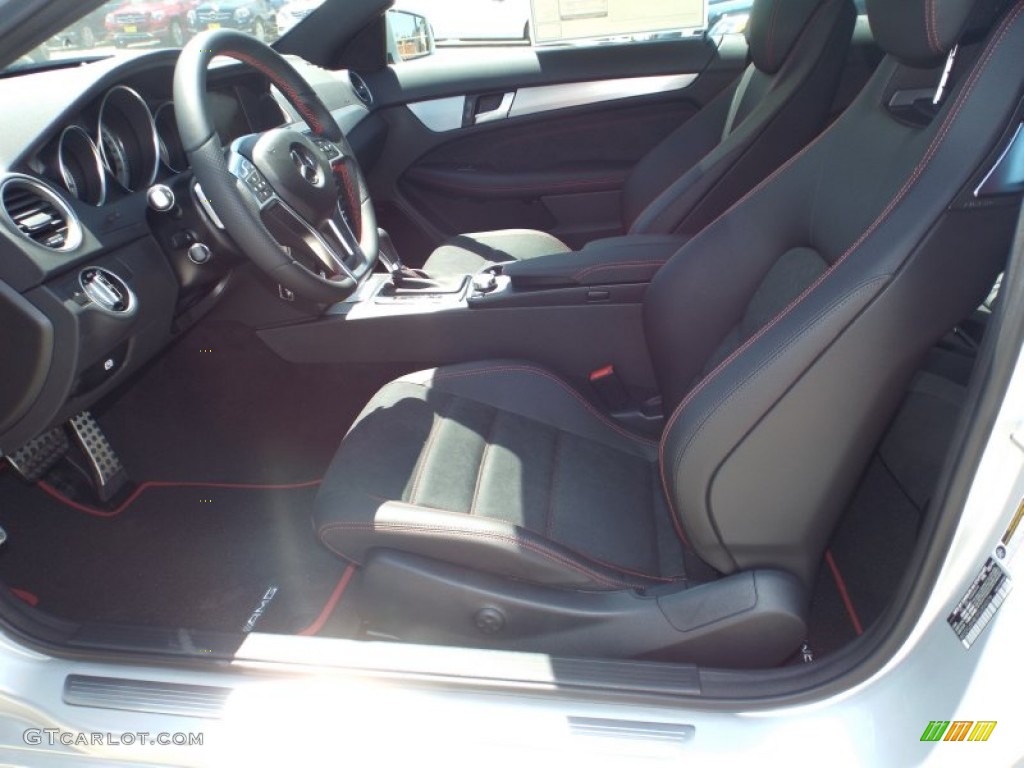 Black/Red Stitch w/DINAMICA Inserts Interior 2015 Mercedes-Benz C 350 Coupe Photo #96693331
