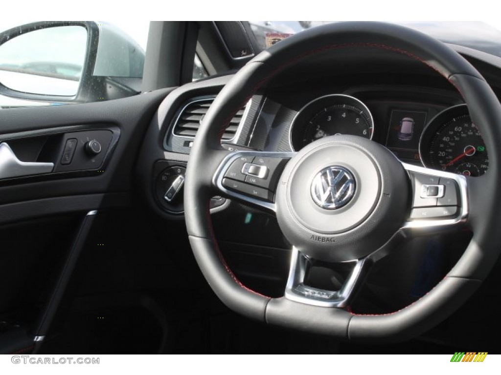 2015 Volkswagen Golf GTI 4-Door 2.0T SE Titan Black Leather Steering Wheel Photo #96701467