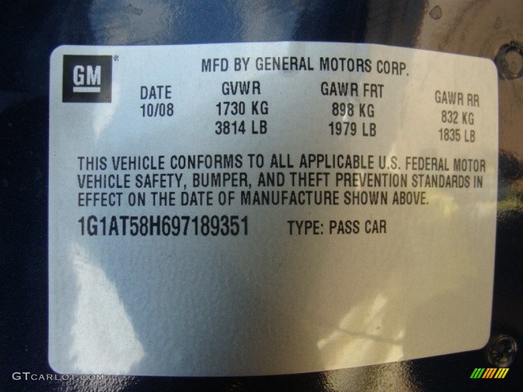 2009 Cobalt LT Sedan - Imperial Blue Metallic / Ebony photo #15