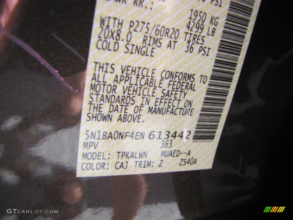2014 Nissan Armada Platinum Color Code Photos